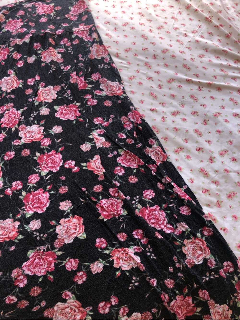 Black Maxi Skirt with Pink Rose Print - Picture 9 of 12